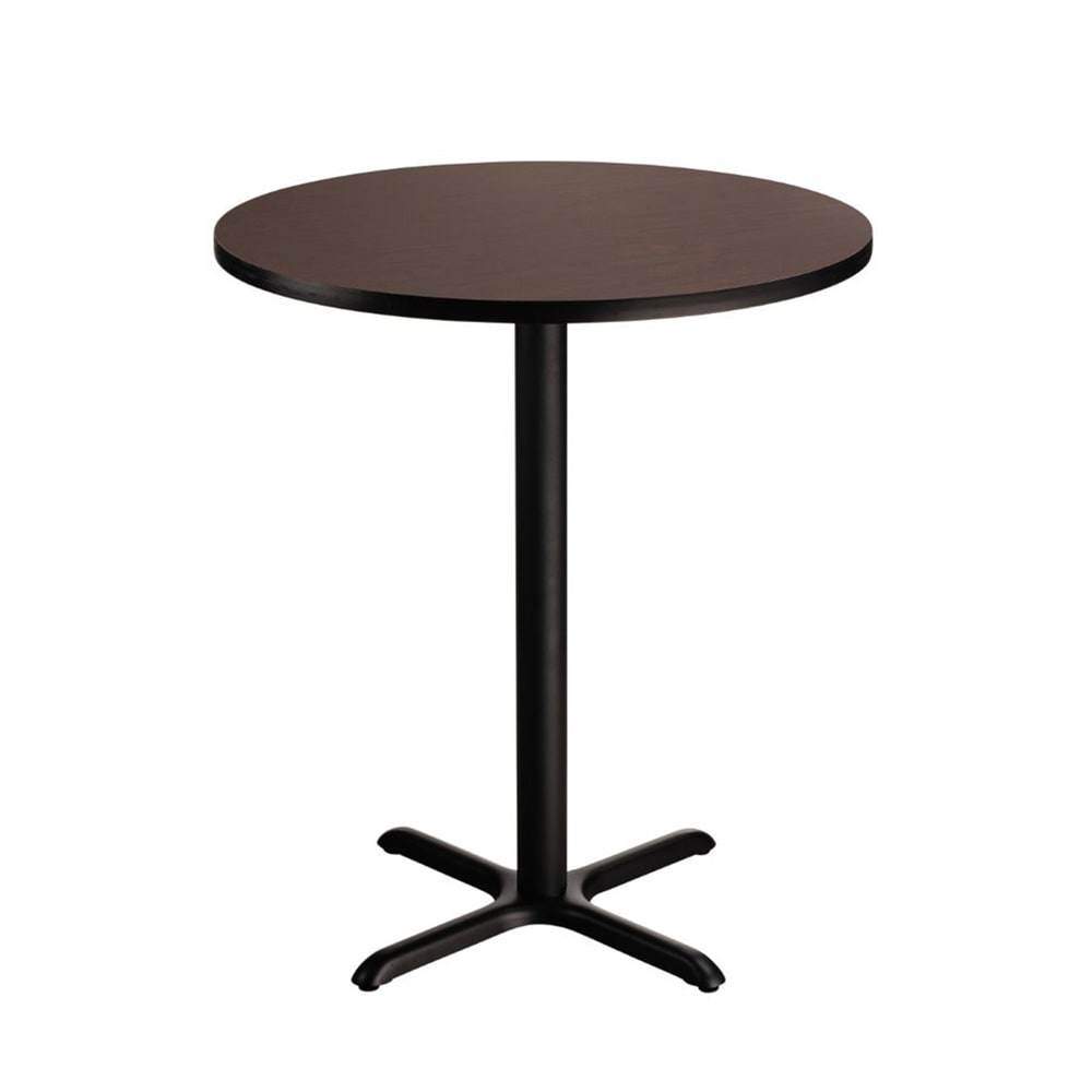 955-CT14242XBMY 42" Round Bar Height Table - Mahogany Laminate Top, Black Metal Base