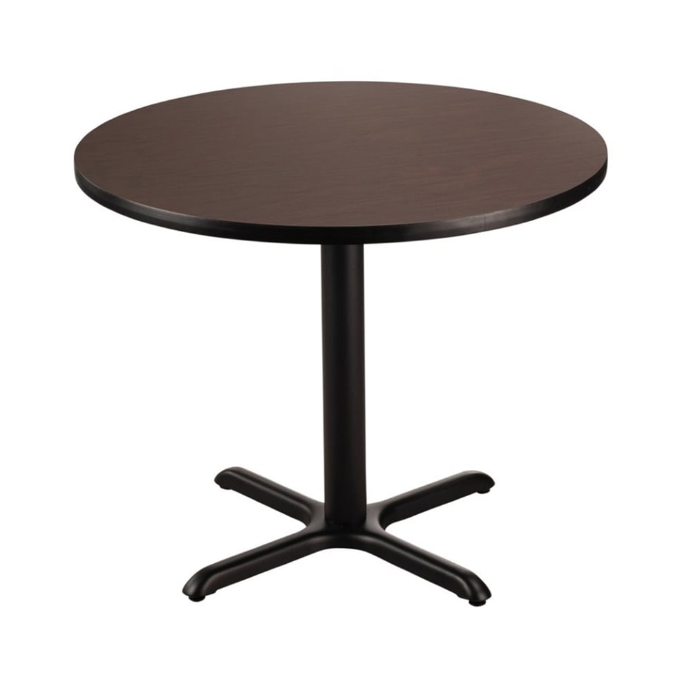 955-CT14848XDMY 48" Round Dining Height Table - Mahogany Laminate Top, Black Metal Base