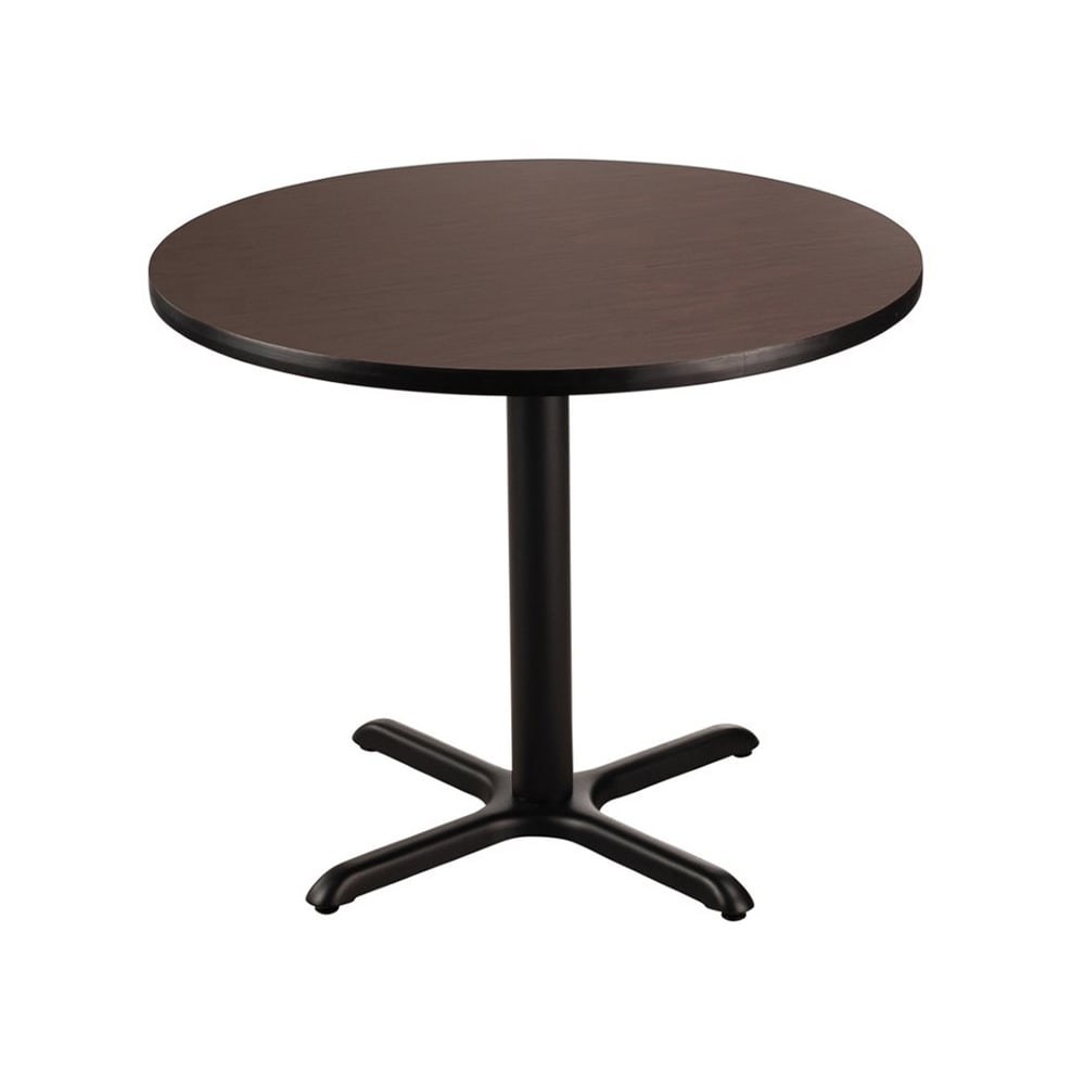 955-CT13030XDMY 30" Round Dining Height Table - Mahogany Laminate Top, Black Metal Base