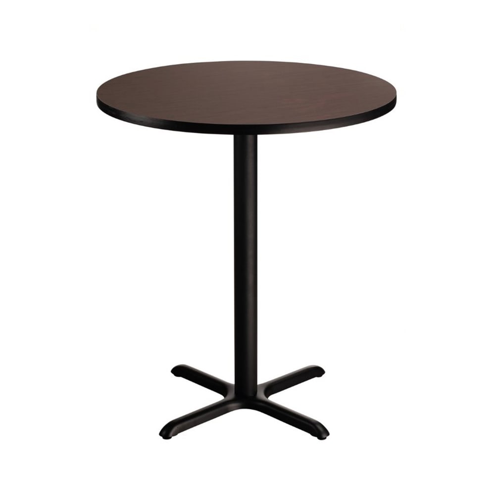 955-CT13030XBMY 30" Round Bar Height Table - Mahogany Laminate Top, Black Metal Base