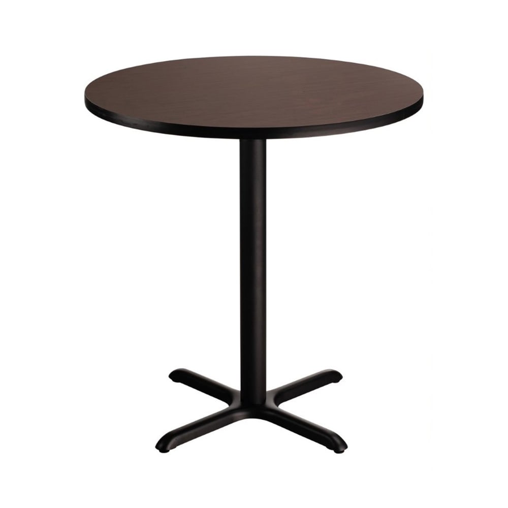 955-CT13030XCMY 30" Round Counter Height Table - Mahogany Laminate Top, Black Metal Base
