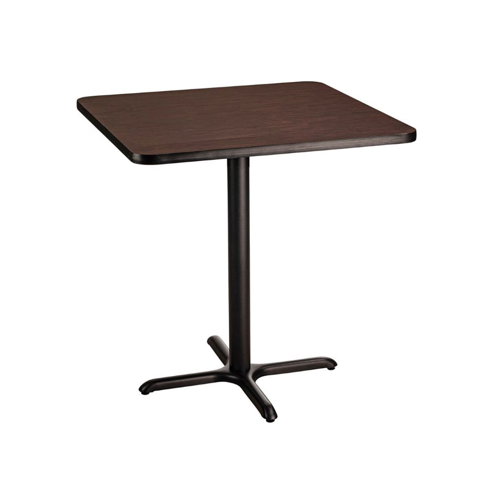 955-CT33030XCMY 30" Square Counter Height Table - Mahogany Laminate Top, Black Metal Base