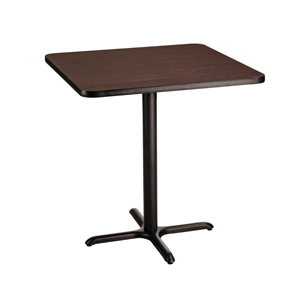 955-CT32424XCMY 24" Square Counter Height Table - Mahogany Laminate Top, Black Metal Base