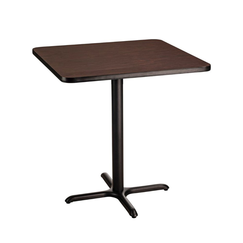955-CT34848XCMY 48" Square Counter Height Table - Mahogany Laminate Top, Black Metal Base