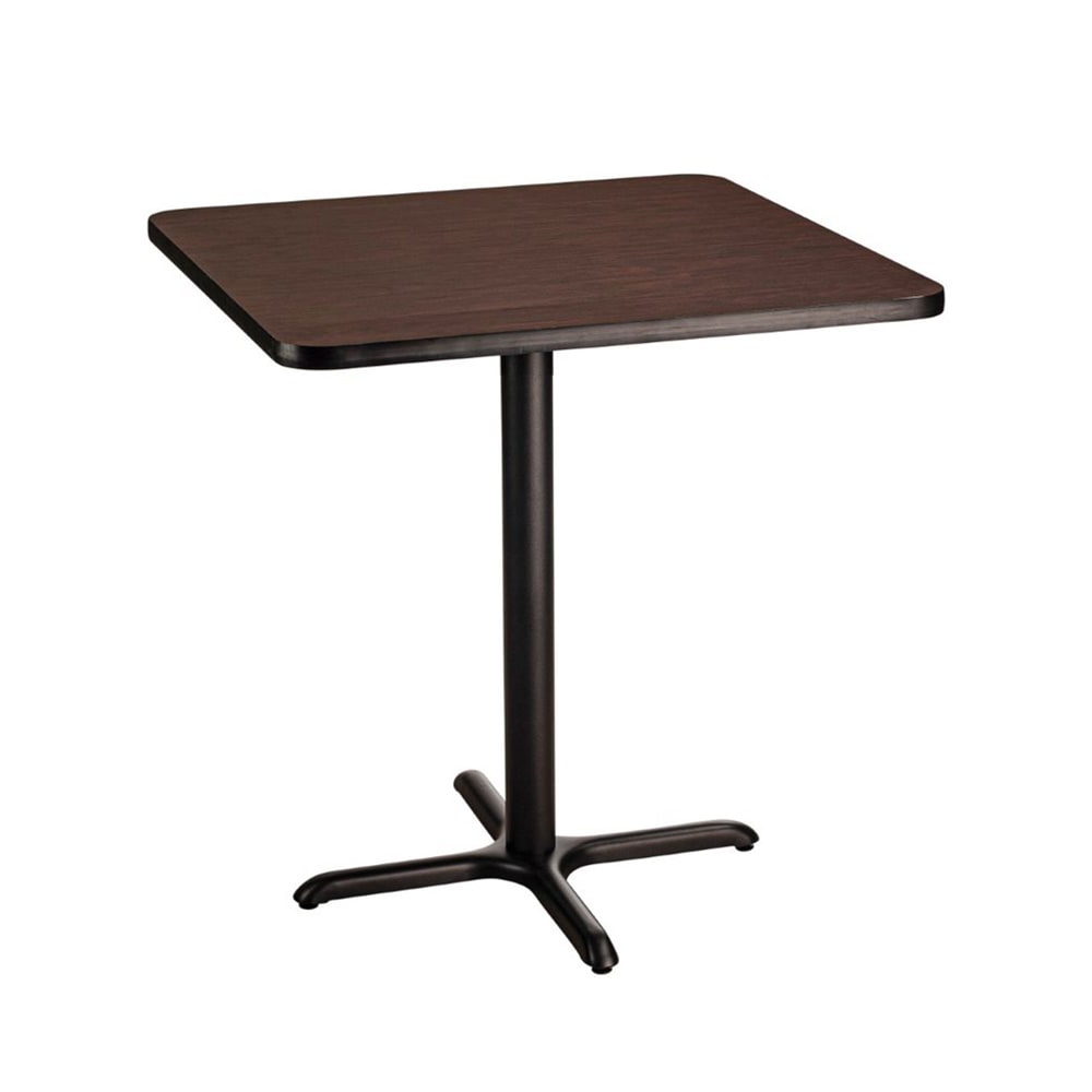 955-CT33636XCMY 36" Square Counter Height Table - Mahogany Laminate Top, Black Metal Base