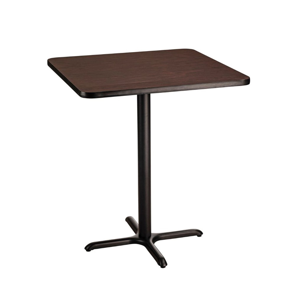 955-CT33030XBMY 30" Square Bar Height Table - Mahogany Laminate Top, Black Metal Base