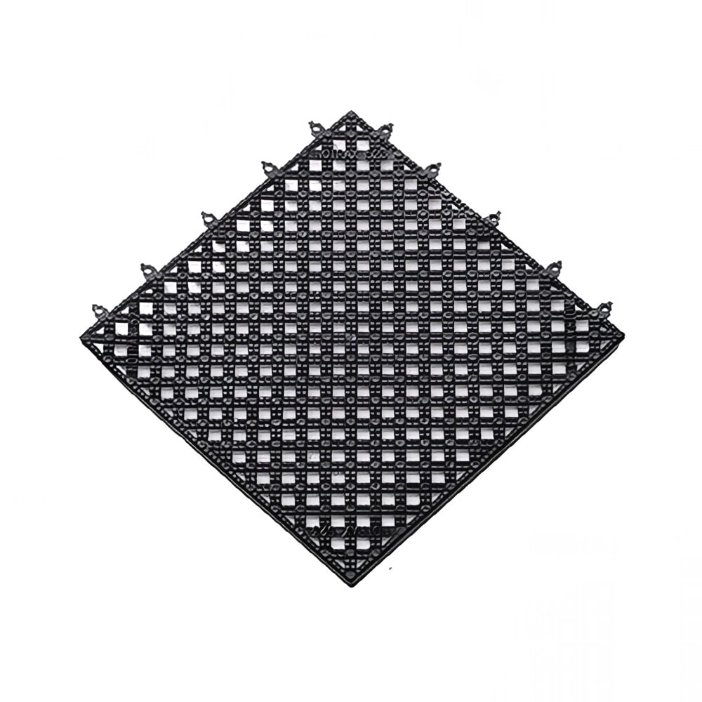 195-065585 12" Square Interlocking Bar Mat - Vinyl, Black