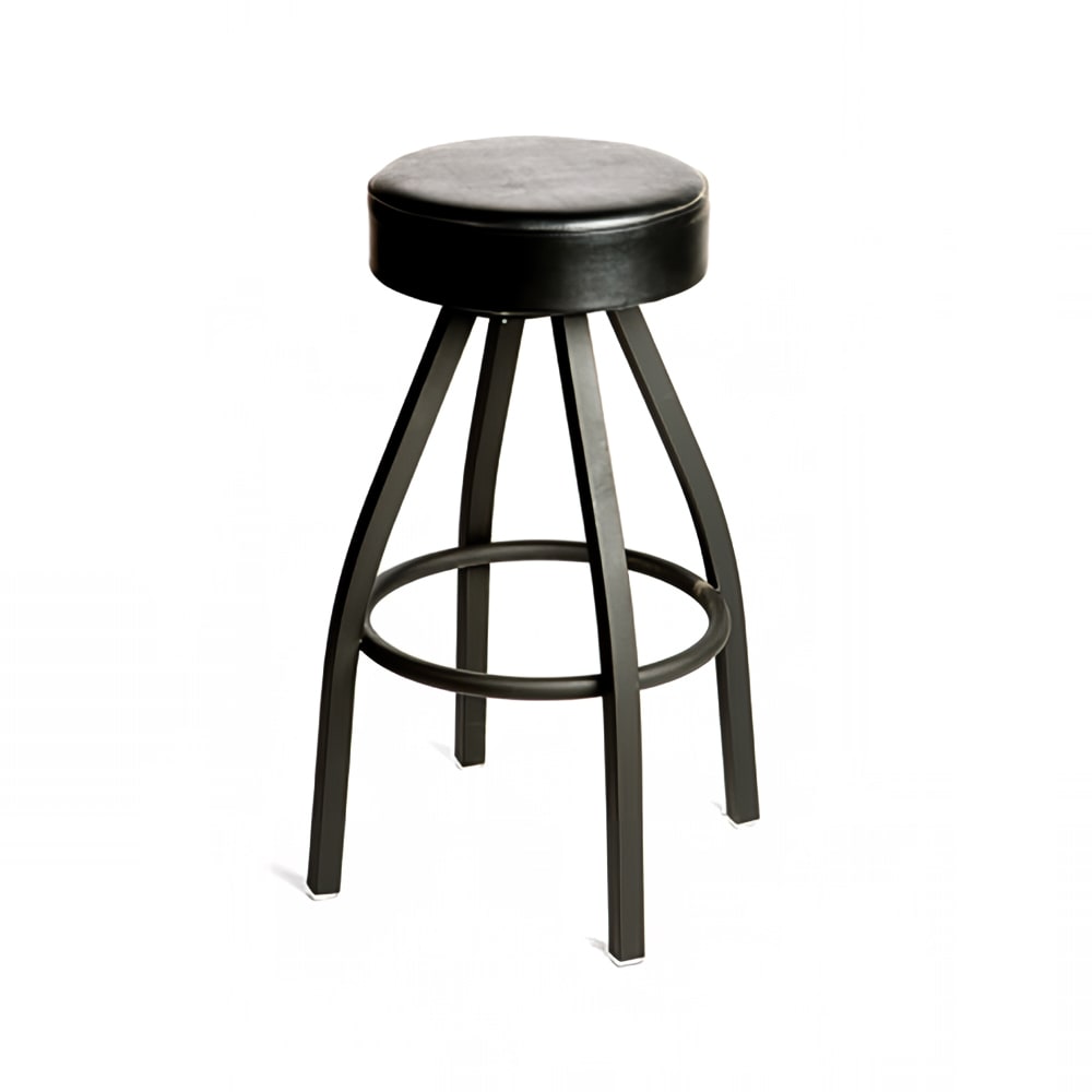 256-SL2132BLK Backless Swivel Bar Stool w/ Black Seat, Black