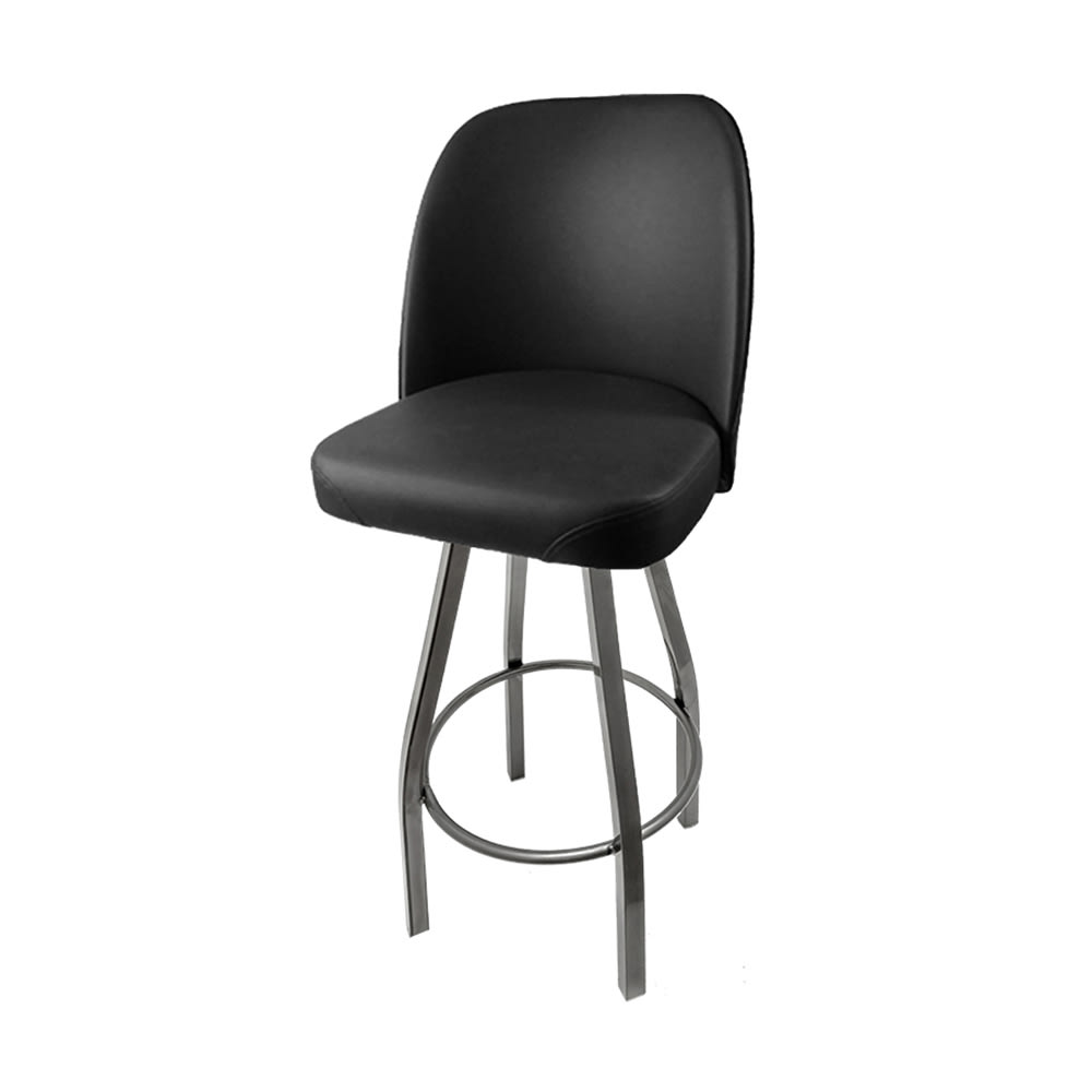 256-SL2136BLK Swivel Bar Stool w/ Black Bucket Seat, Black