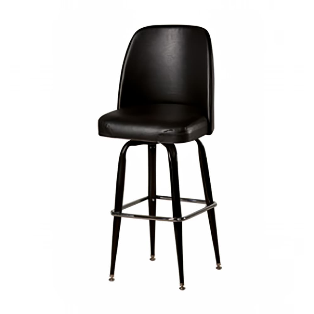 256-SL3133BLK Swivel Bar Stool w/ Solid Back & Black Vinyl Bucket Seat, Black