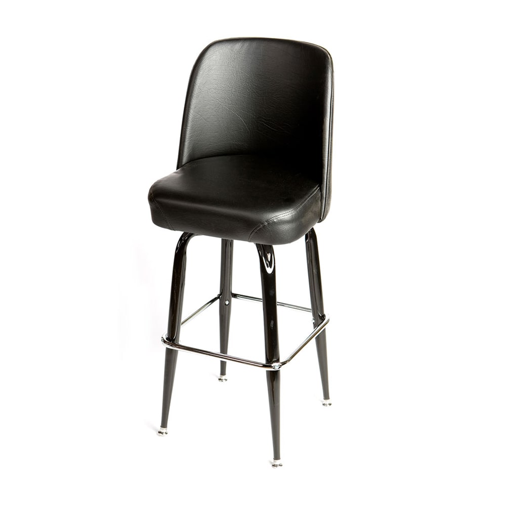 256-SL2133BLK Swivel Bar Stool w/ Black Bucket Seat, Black