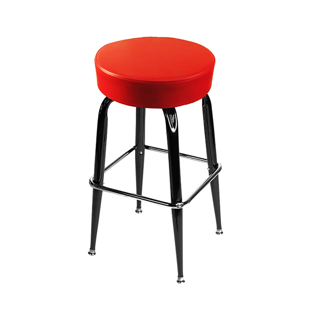 Oak Street Backless Swivel Bar Stool w/ Red Seat, Black (SL2135-RED)