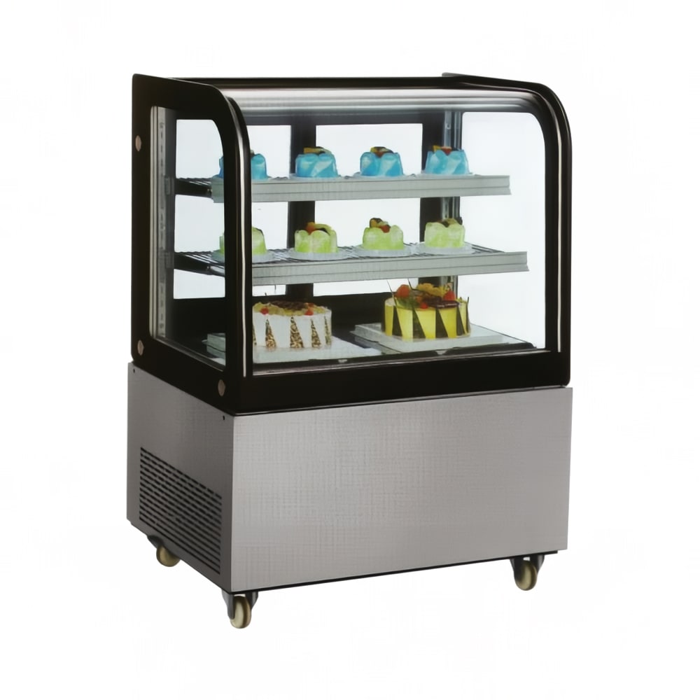 390-39539 36" Full Service Bakery Display Case w/ Curved Glass - 3 Levels, 110v