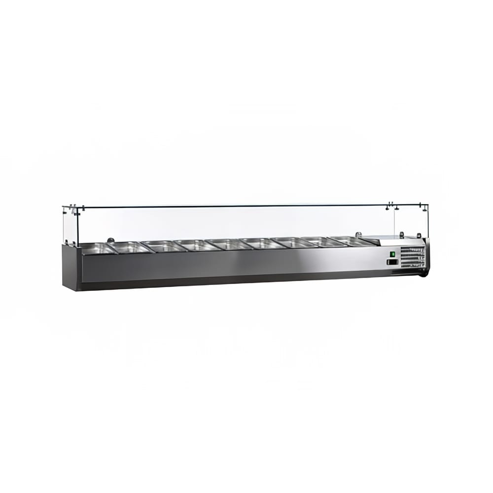 390-46680 78 7/10" Countertop Refrigerated Prep Rail w/ Sneeze Guard
