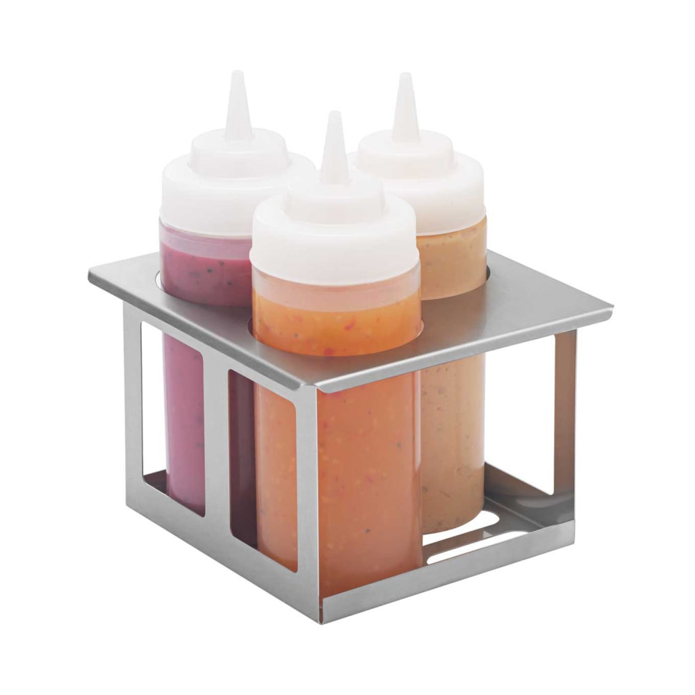 Server Squeeze Bottle Holder, Triple Unit w/ (3) 16 oz Bottles, SS