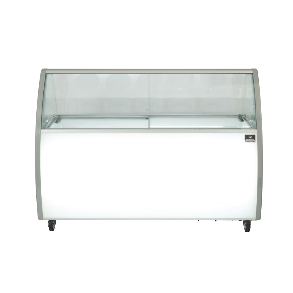 260-738374 73" Mobile Ice Cream Dipping Cabinet w/ 10 Tub Capacity - White, 120v