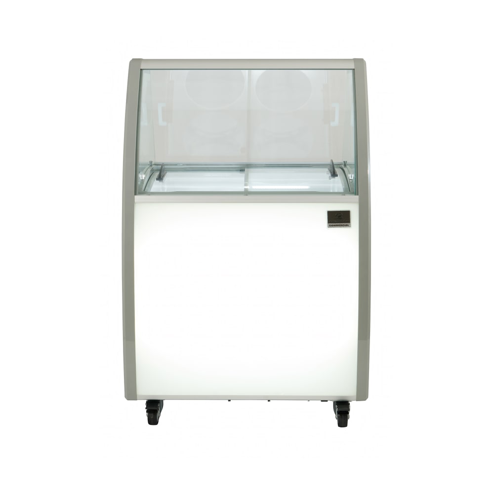 260-738371 38" Mobile Ice Cream Dipping Cabinet w/ 4 Tub Capacity - White, 120v