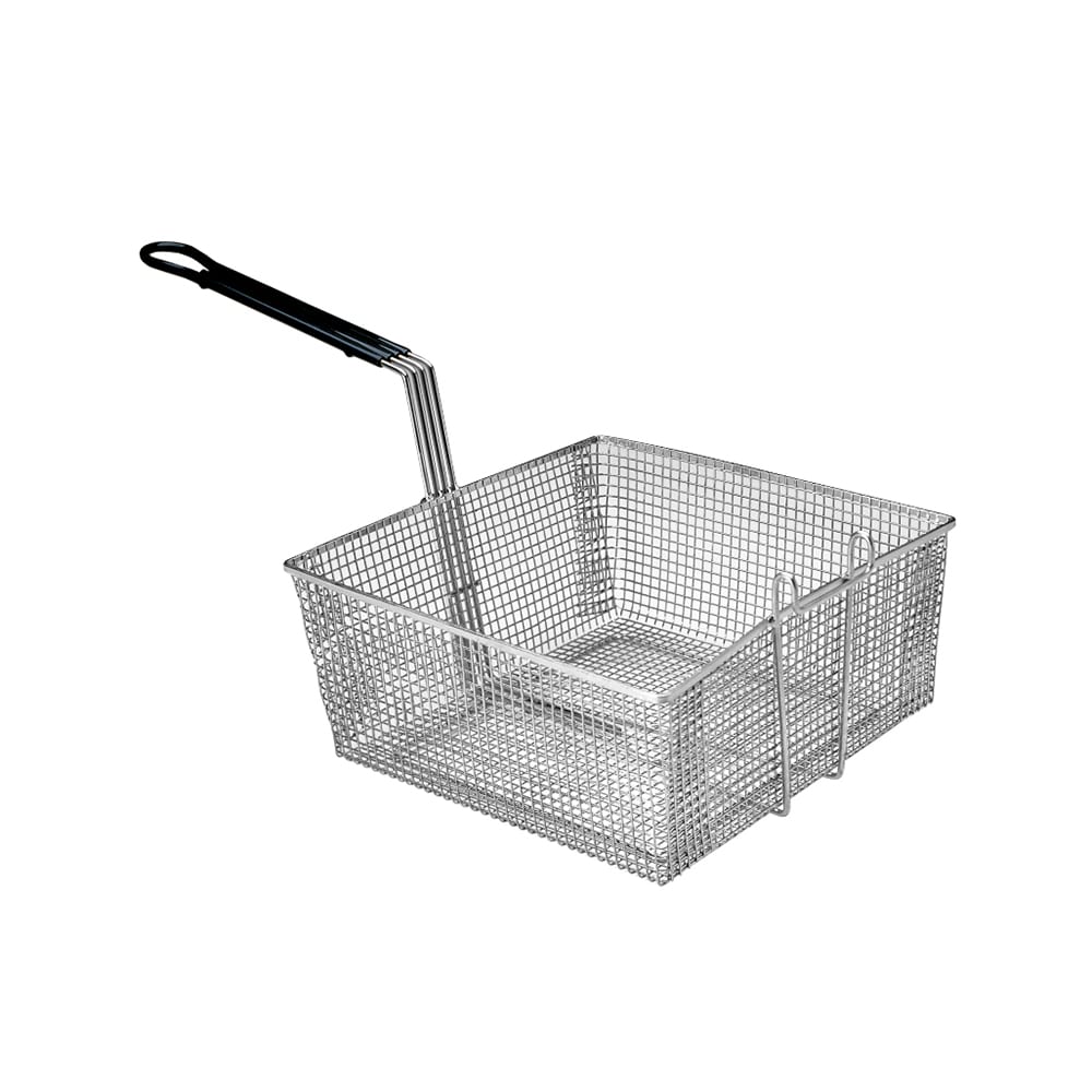 169-P6072143 Fryer Basket w/ Uncoated Handle & Front Hook, 13 1/4" x 13 1/2" x 5 3/...