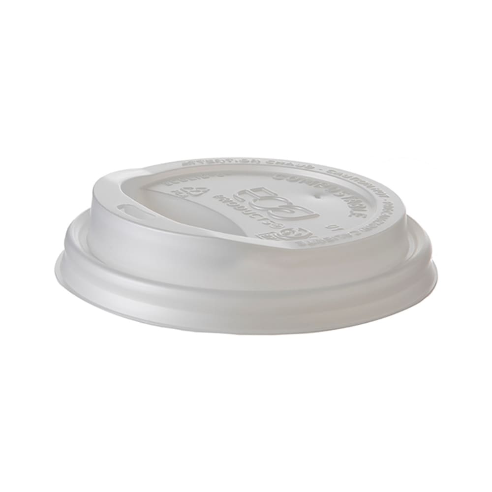 188-EPECOLID8 GreenStripe® EcoLid® Dome Lid for 8 oz Hot Cups - PLA, White