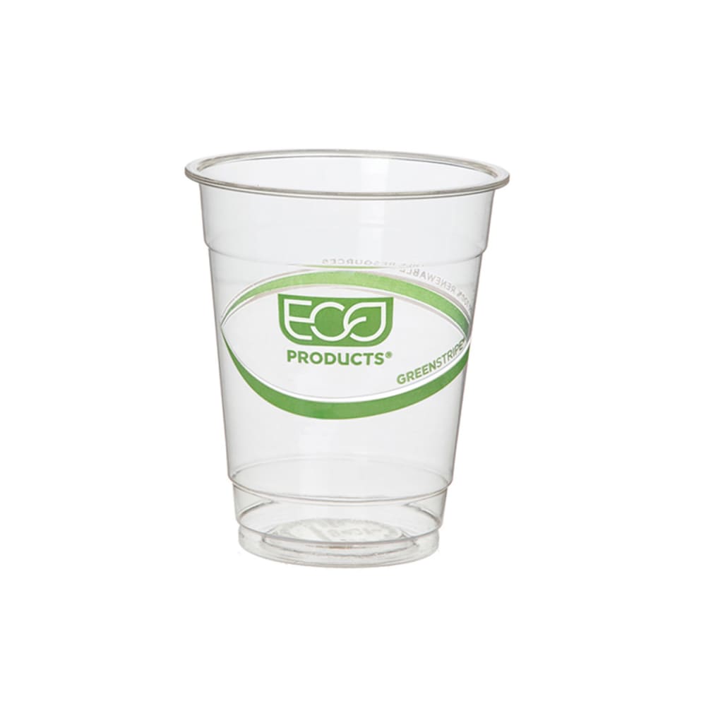 188-EPCC7GS 7 oz GreenStripe® Disposable Cold Cup - PLA, Clear