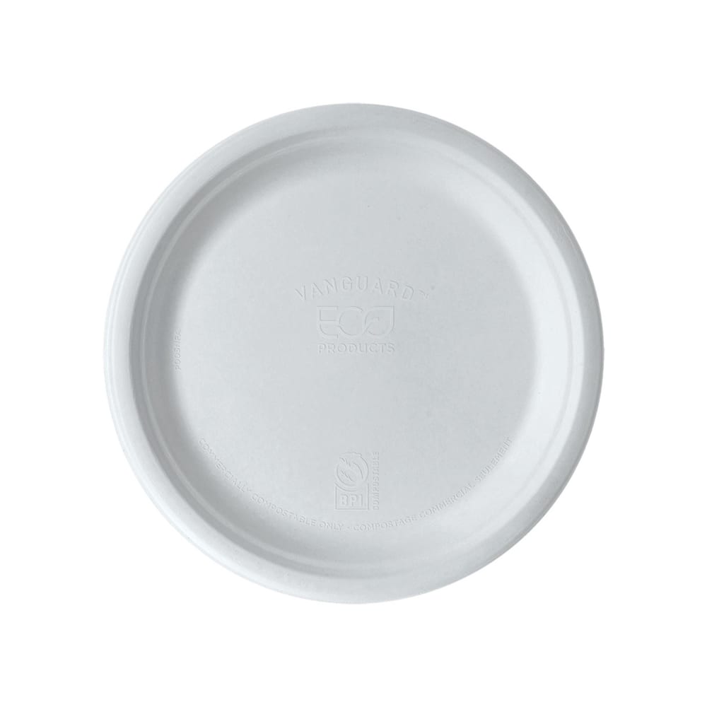 188-EPP013NFA Vanguard® WorldView™ 9" Round Disposable Plate - Molded Fiber, White