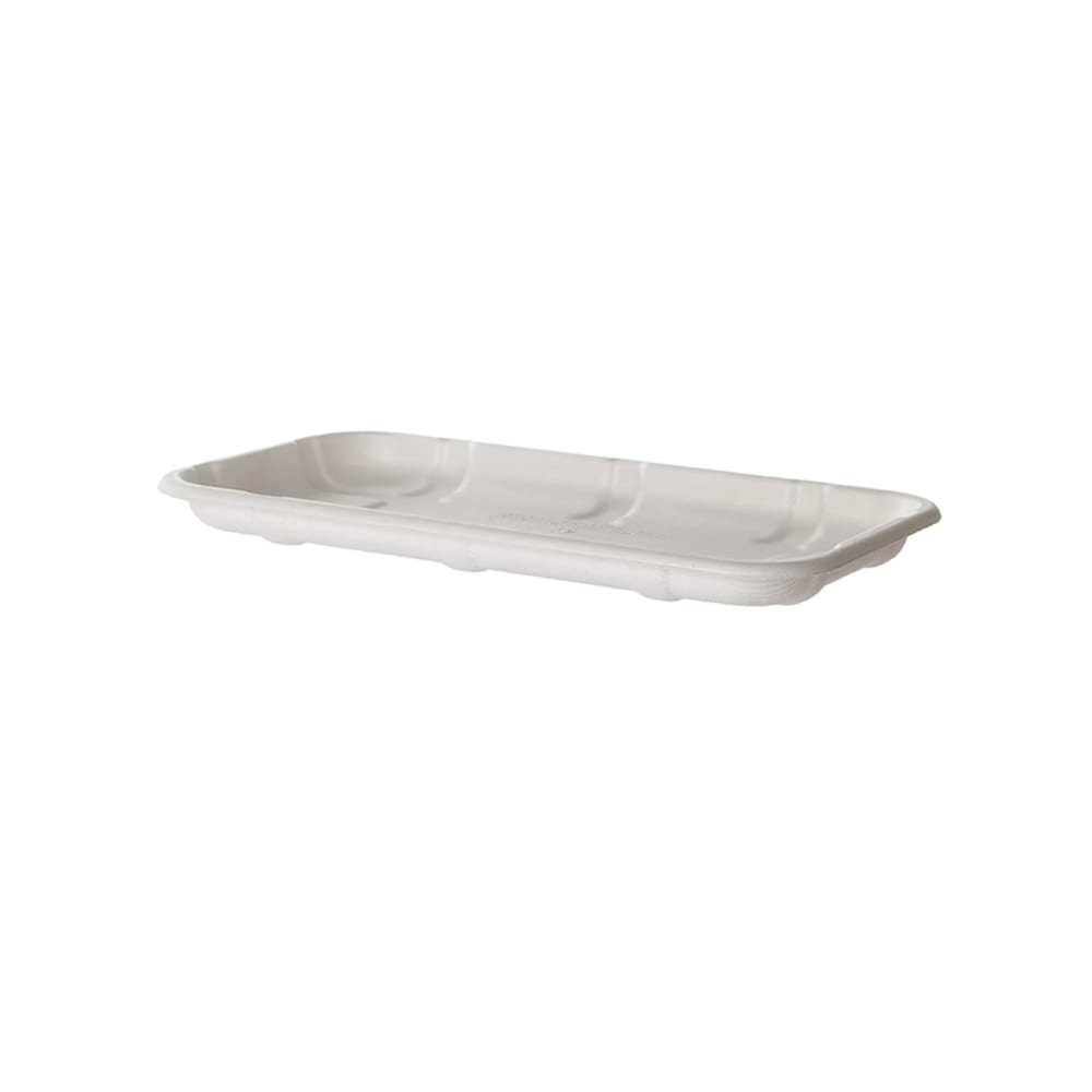 188-EPMP17SNFA Vanguard® Meat & Produce Tray - 8 1/2" x 4 3/4", Molded Fiber, White