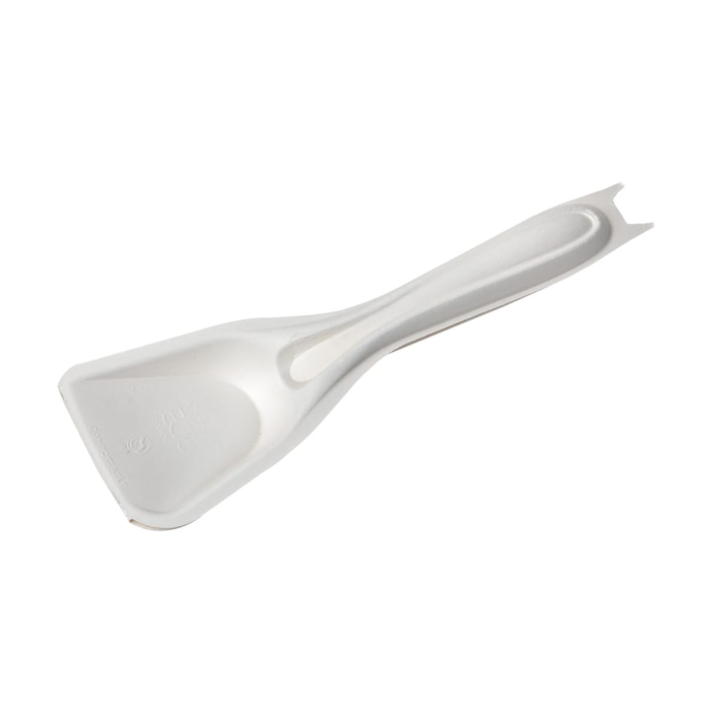 188-EPSCSP10NFA 10" Vanguard® Regalia™ Disposable Serving Spoon/Spatula - Molded Fiber, Whit...