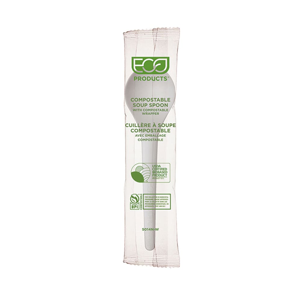 188-EPS014W 6" Plantware® Disposable Soup Spoon - PLA, White