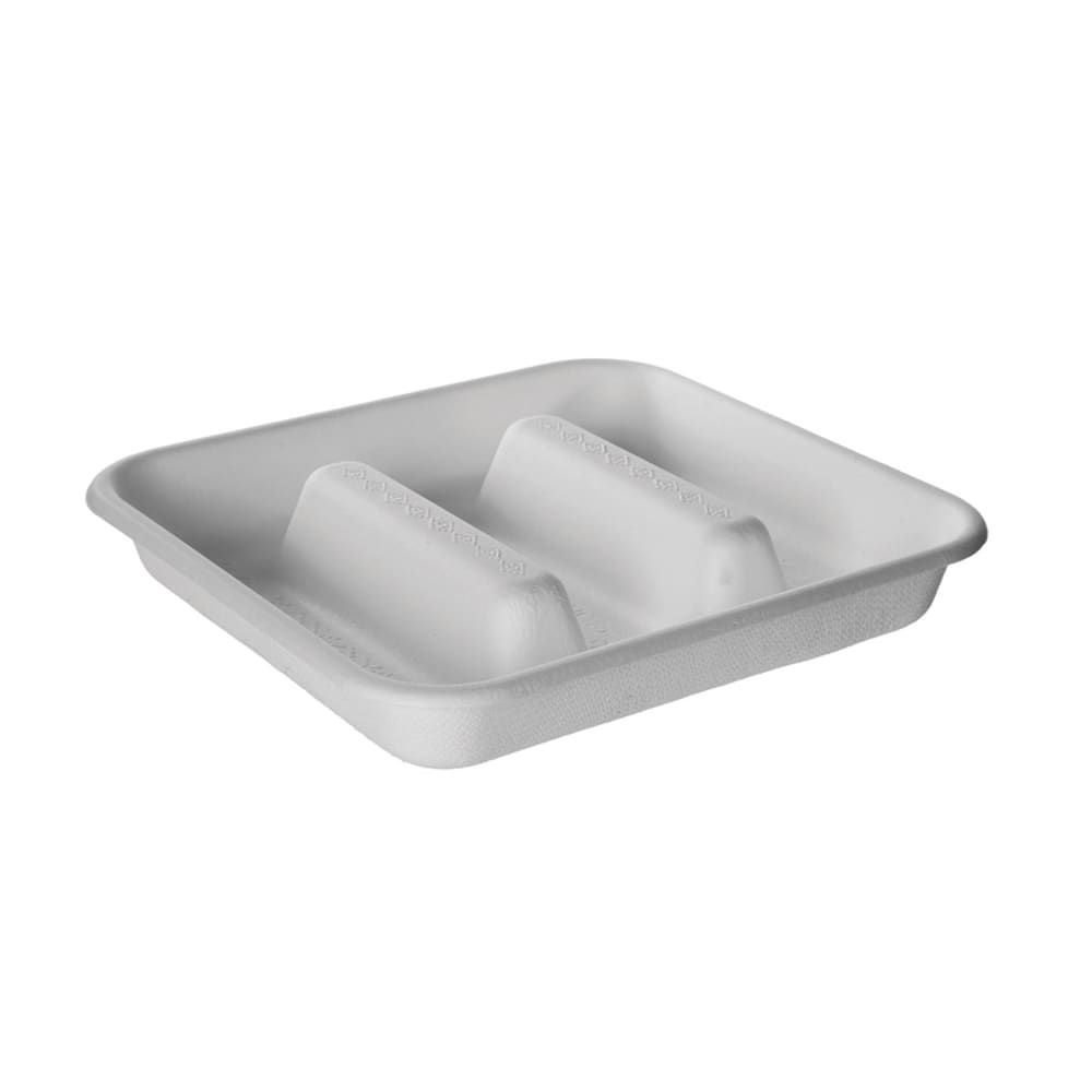 188-EPSCS73 7" Square WorldView™ Taco Tray - Molded Fiber, White