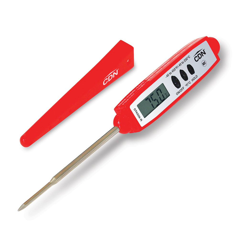 CDN DT450XR Digital Pocket Thermometer w/ 2 3/4" Stem, 40 to 450°F, Red