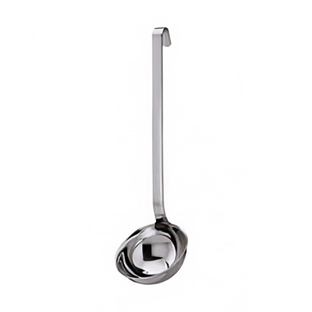 165-10010 13.6" Ladle w/ 7.8-oz Capacity & Pouring Rim, Hooked Handle, Stainless