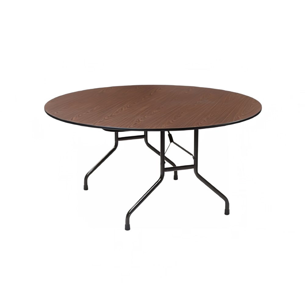 203-CORBT60R 60" Round Folding Banquet Table w/ Walnut Melamine Top, 29"H