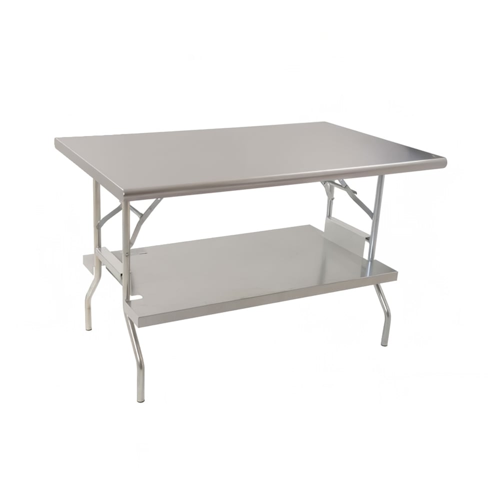 203-ROYWTFS3060 60" 18 ga Folding Work Table w/ Undershelf & 430 Series Stainless Flat T...