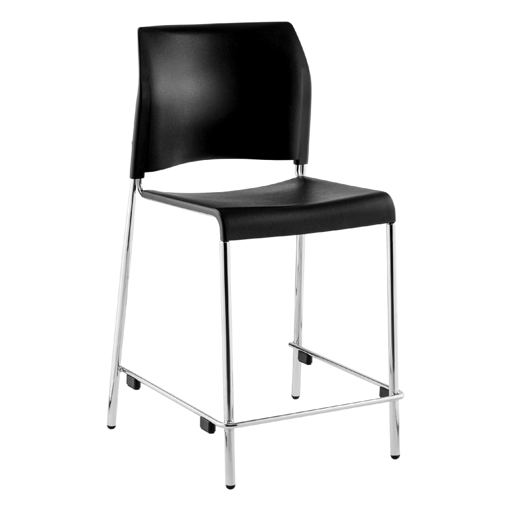 955-8810C1110 Counter Height Stool w/ Curved Back &  Polypropylene Seat, Black