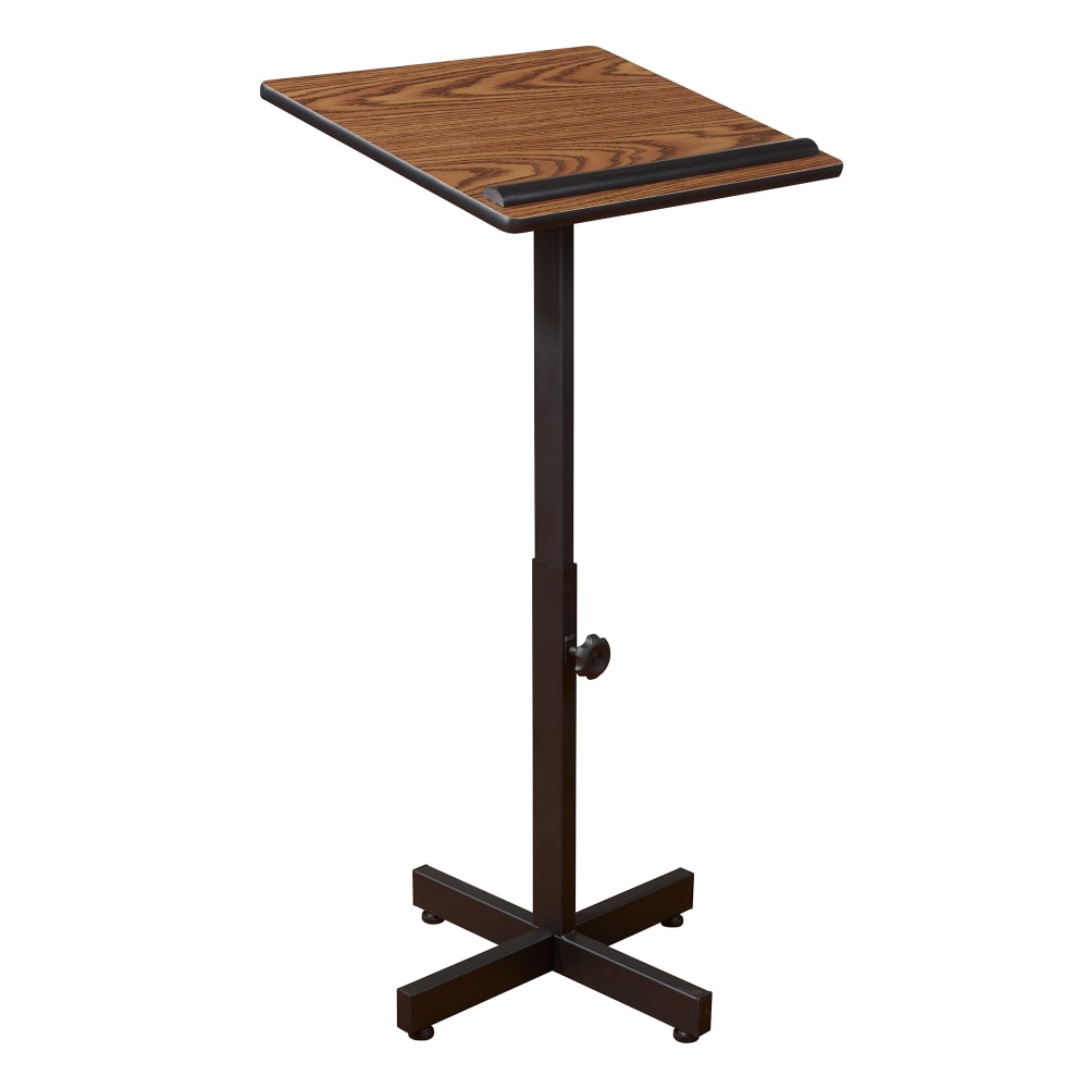 955-70MO Portable Lectern w/ Medium Oak Laminate Top & Black Steel Frame - 20" x 18 1/4&...