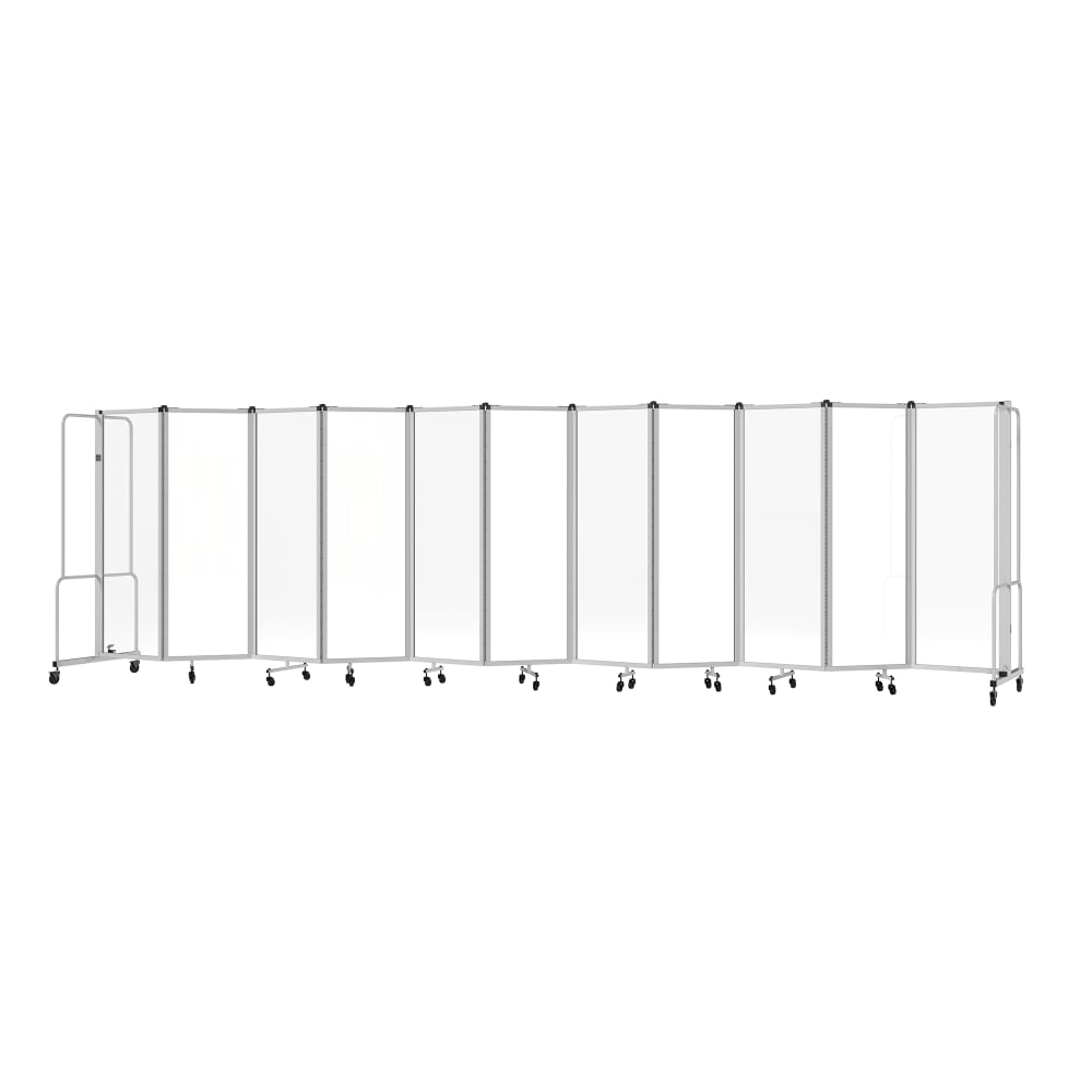 955-RDG611CA 256"L Portable Room Divider w/ (11) Clear Acrylic Panels & Gray Frame - 6&#...