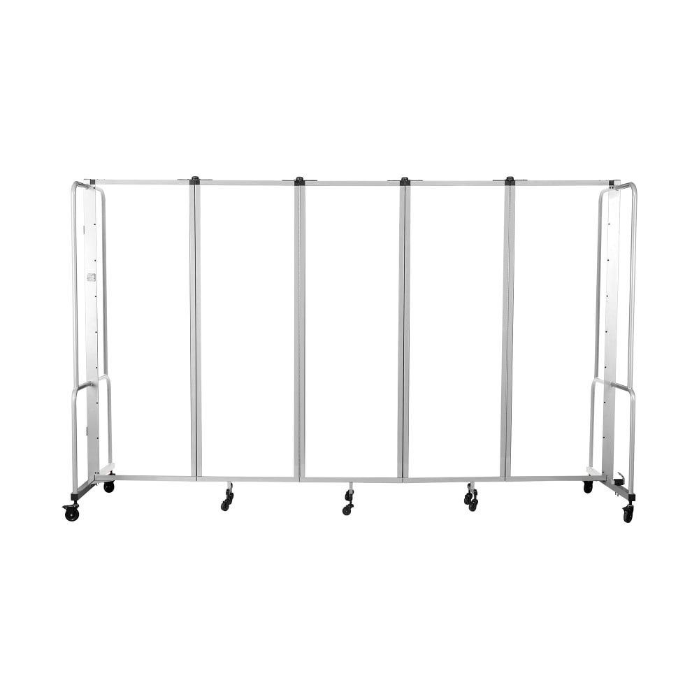 955-RDG65CA 58"L Portable Room Divider w/ (5) Clear Acrylic Panels & Gray Frame - 6&#039...