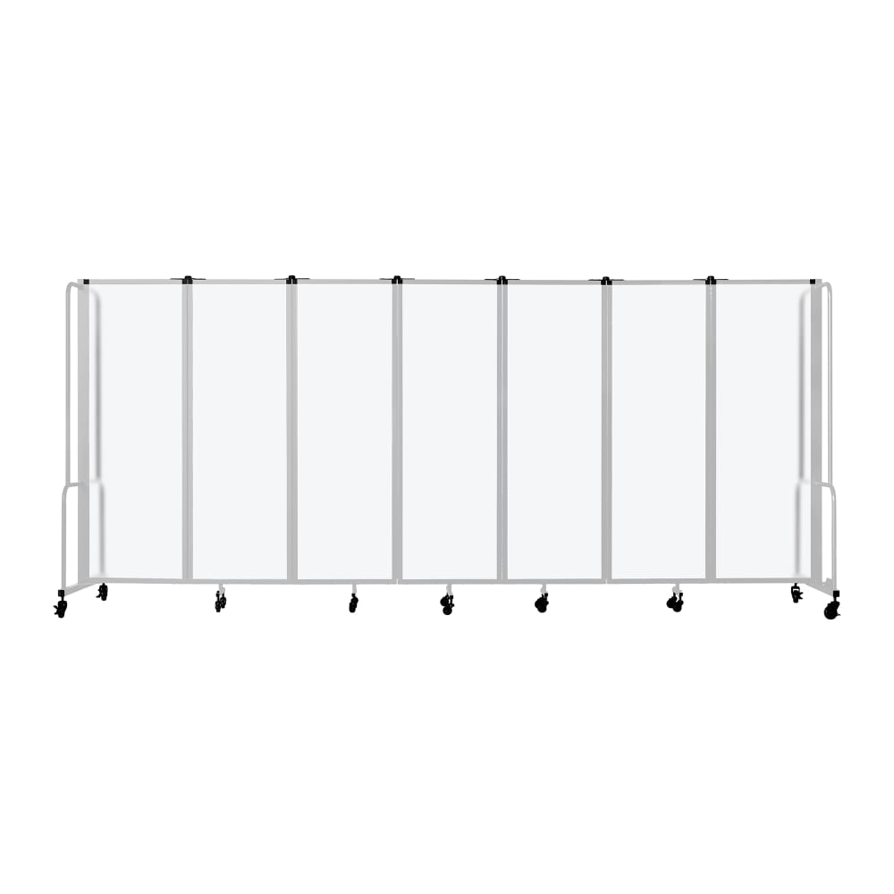 955-RDG67FA 164"L Portable Room Divider w/ (7) Frosted Acrylic Panels & Gray Frame - 6&#...