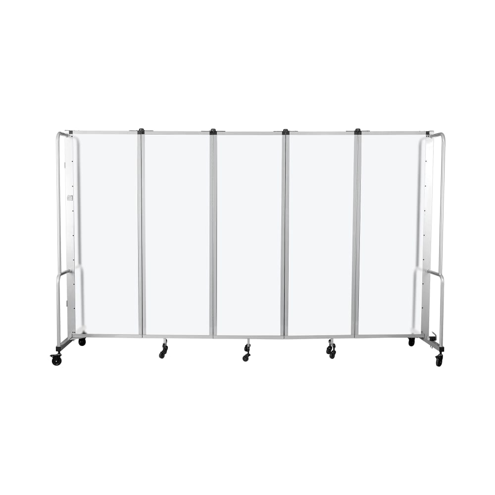 955-RDG65FA 58"L Portable Room Divider w/ (5) Frosted Acrylic Panels & Gray Frame - 6&#0...