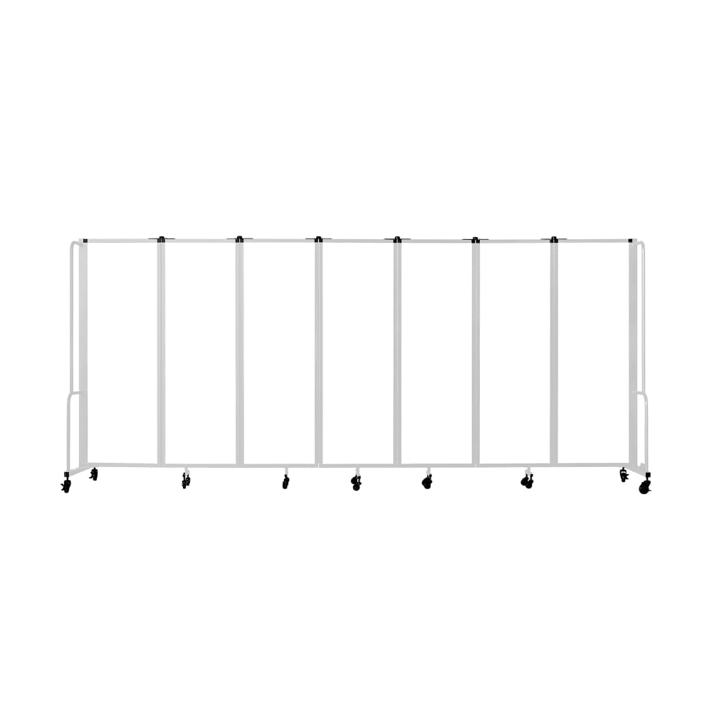 955-RDG67WB 164"L Portable Room Divider w/ (7) Whiteboard Panels & Gray Frame - 6'H
