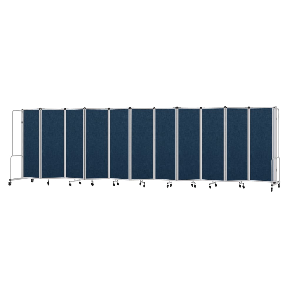 955-RDG611PT04 256"L Portable Room Divider w/ (11) Blue PET Panels & Gray Frame - 6&#039...
