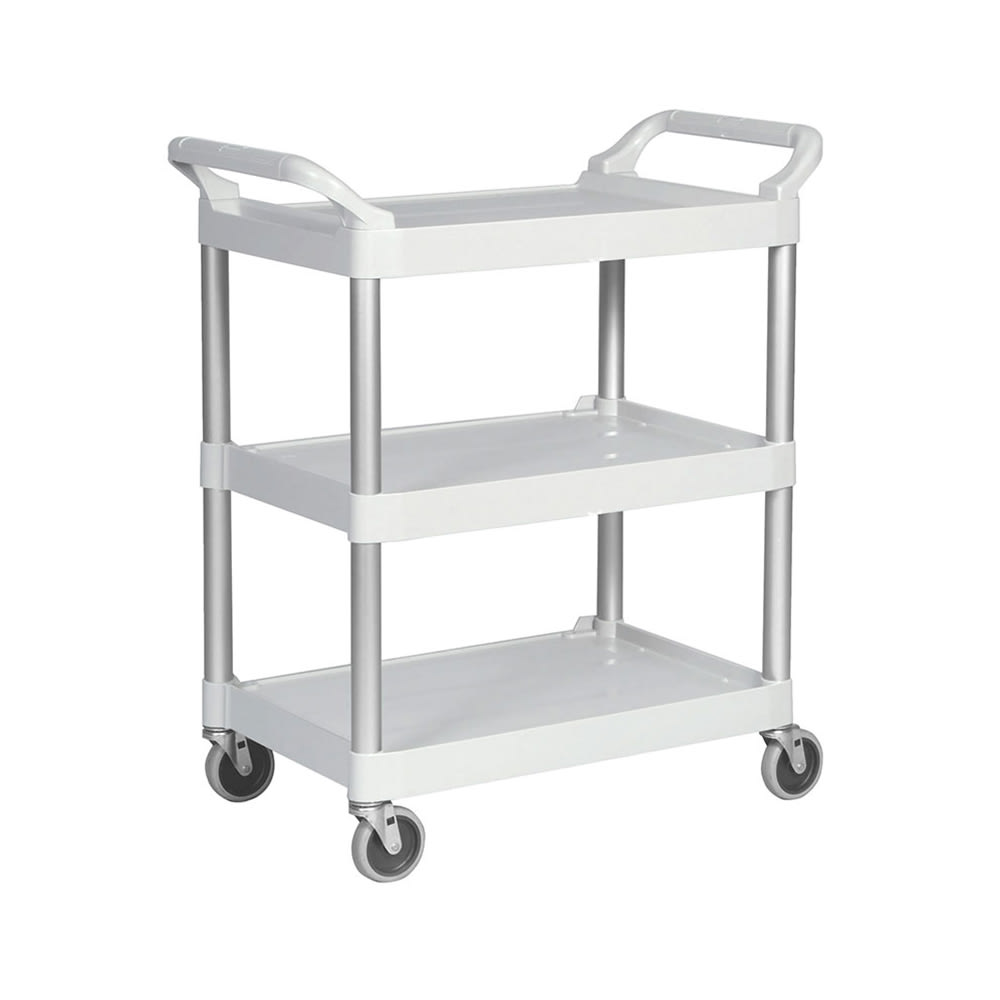 007-342488OW 3 Level Polymer Utility Cart w/ 200 lb Capacity, Raised Ledges