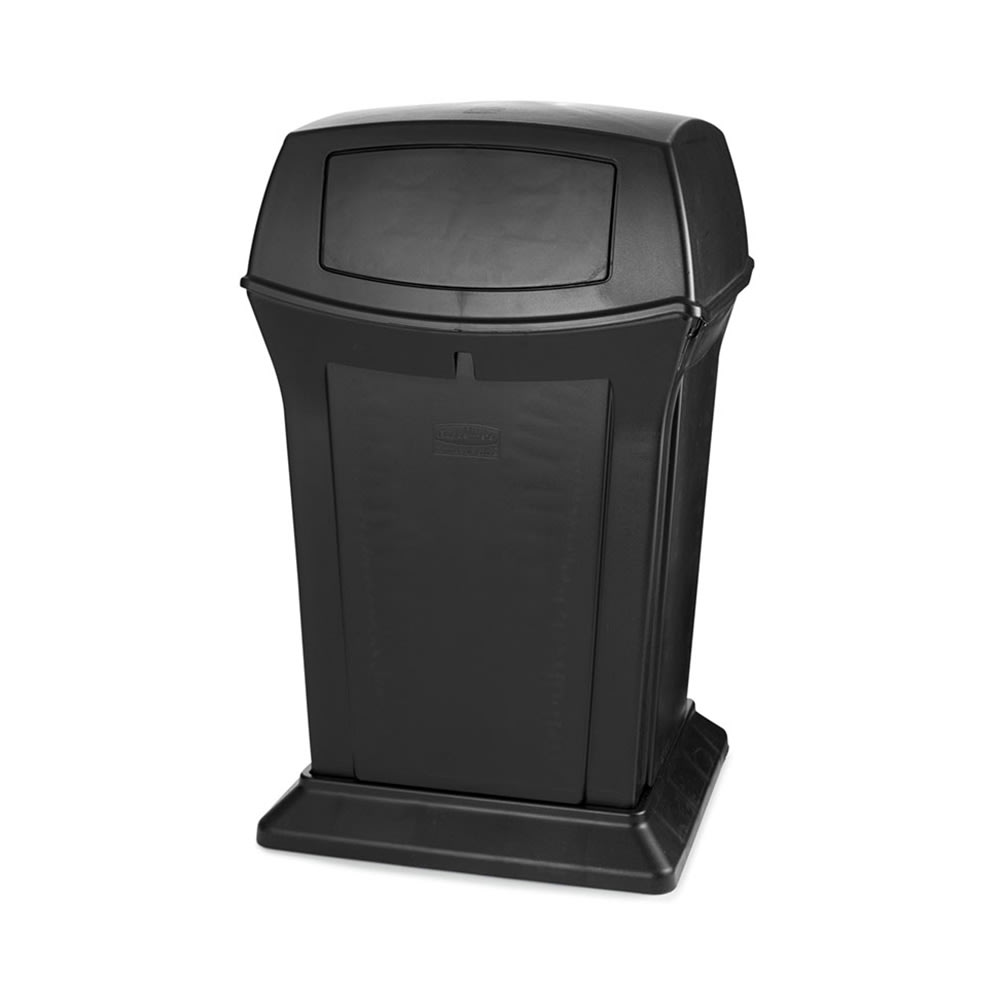 007-917188BK 45 gal Outdoor Decorative Trash Can - Plastic, Black