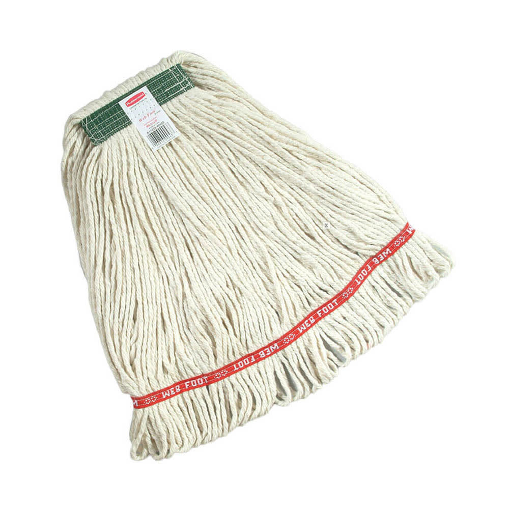 007-D15206 Medium Super Stitch Wet Mop Head - 4 Ply Cotton, 5" Headband, White