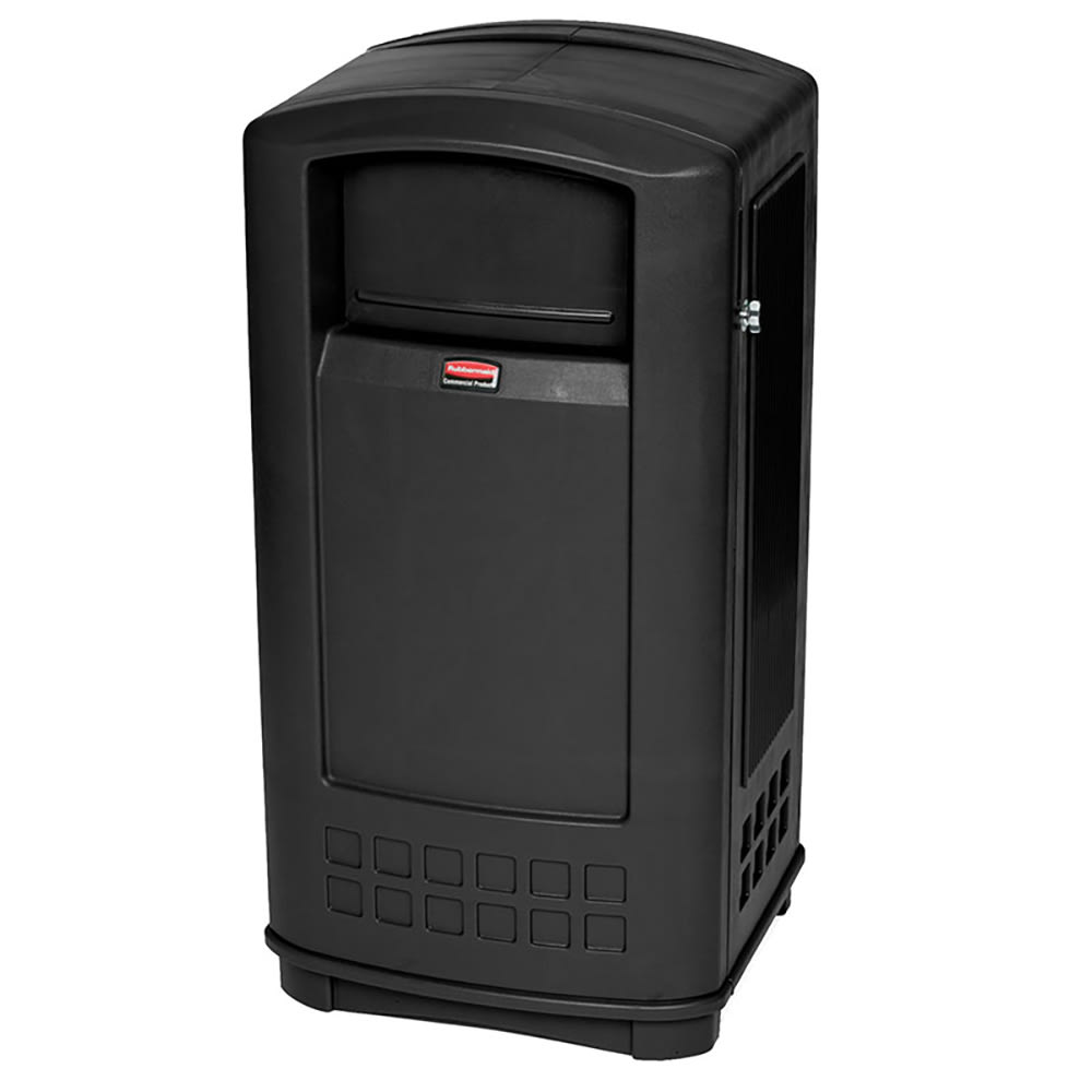 007-FG9P9000BLA 35 gal Outdoor Decorative Trash Can - Plastic, Black