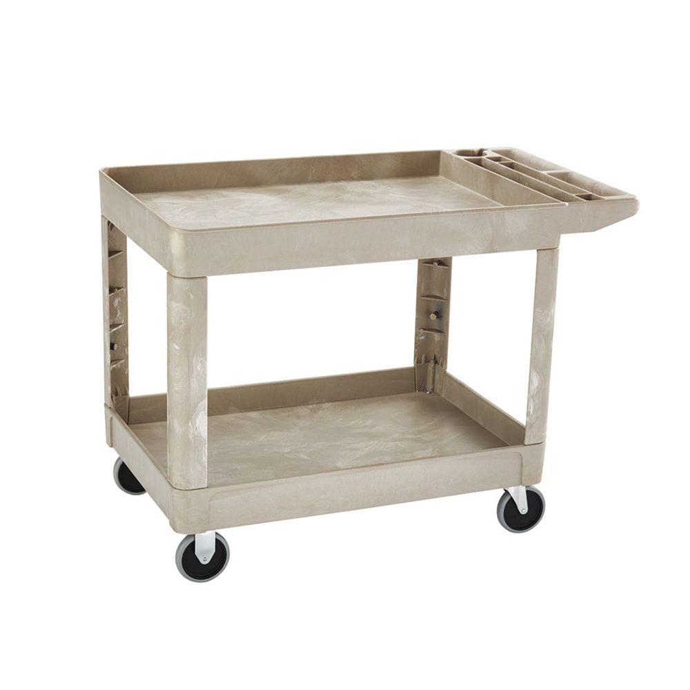 007-FG452089BEIG 2-Level Polymer Utility Cart w/ 500-lb Capacity, Raised Ledges