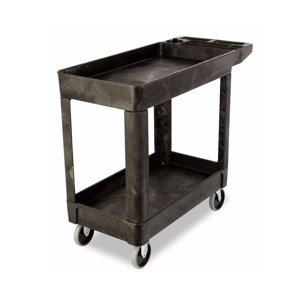 007-FG450089BLA 2-Level Polymer Utility Cart w/ 500-lb Capacity, Raised Ledges
