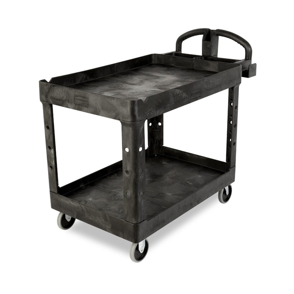 007-FG454600BLA 2 Level Polymer Utility Cart - 55"L x 26"W x 33-1/4"H, Black