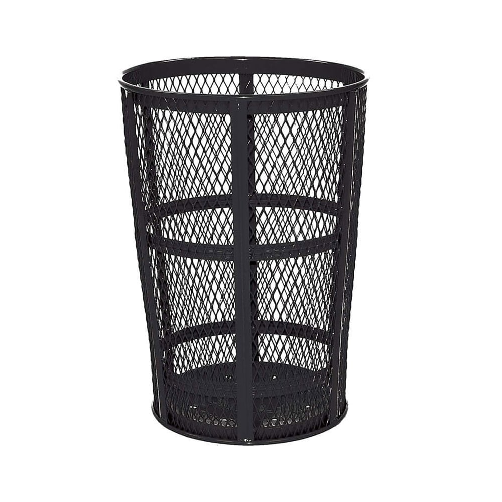 007-FGSBR52BK 45 gal Street Basket Outdoor Receptacle - Bottom Drain, Black