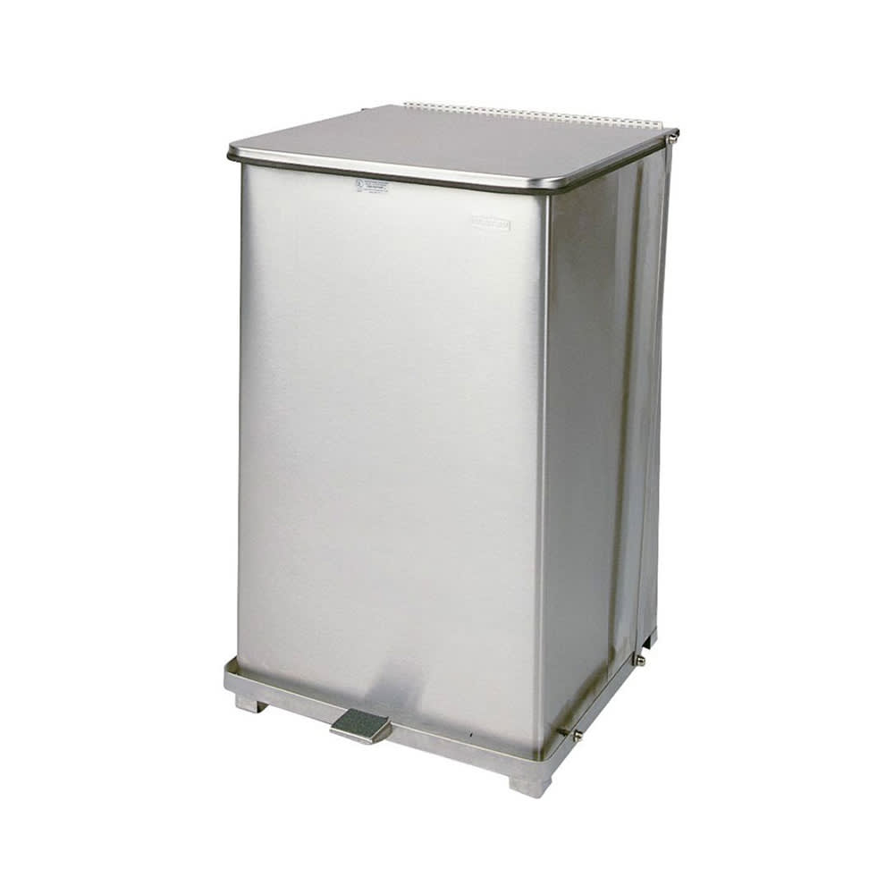 007-FGST40SSPL 25 gal Square Metal Step Trash Can, 19"L x 19"W x 30"H, Stainless